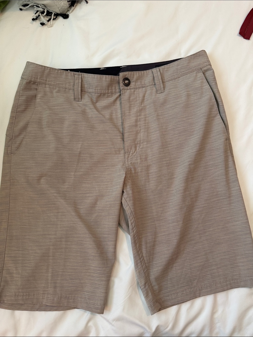 Volcom Men's Tan Flat-Front Performance Shorts - 34